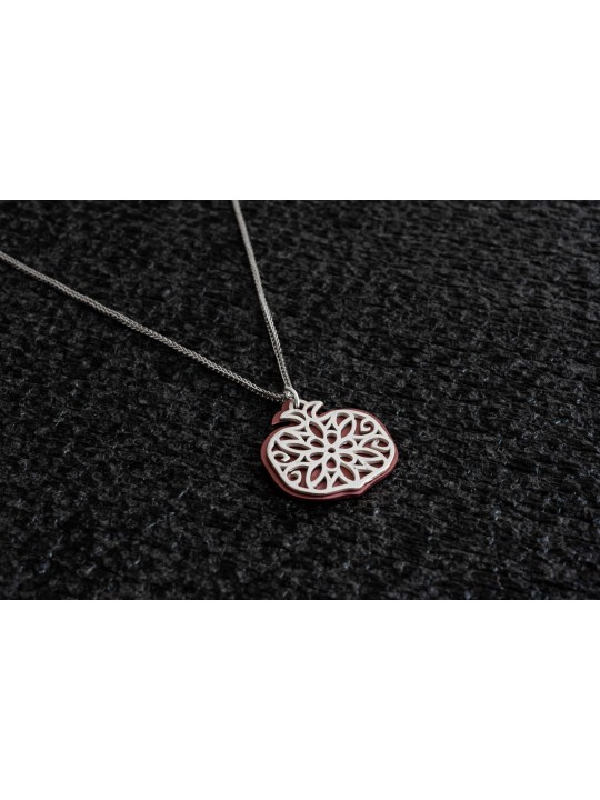 Small Silver and Aluminum Pomegranate Necklace , Sterling Silver Famil