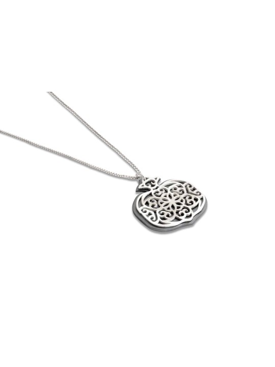 Small Silver and Aluminum Pomegranate Necklace , Sterling Silver Famil