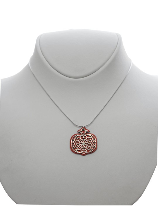 Small Silver and Aluminum Pomegranate Necklace , Sterling Silver Famil