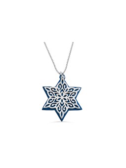 Filigree Magen David Silver Necklace , Jewish Filigree Jewelry , Israe