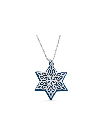 Filigree Magen David Silver Necklace , Jewish Filigree Jewelry , Israe