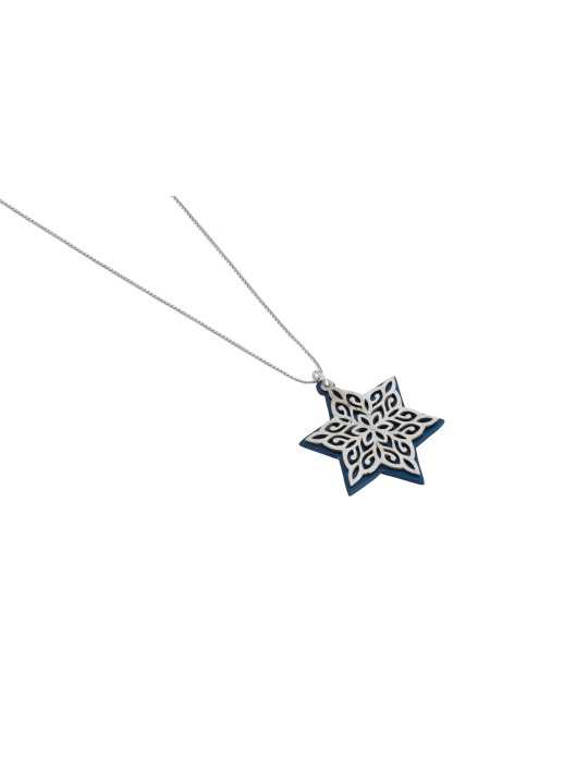 Filigree Magen David Silver Necklace , Jewish Filigree Jewelry , Israe