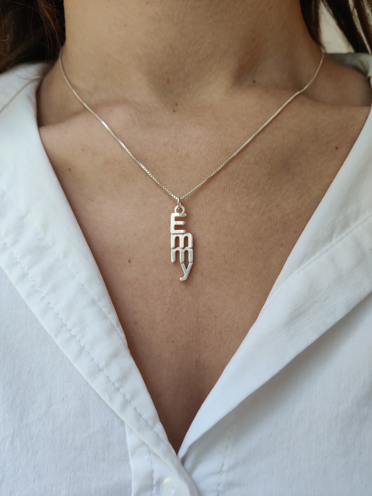 Vertical 3D Silver Name Necklace , Sterling Silver Name Necklaces , Is