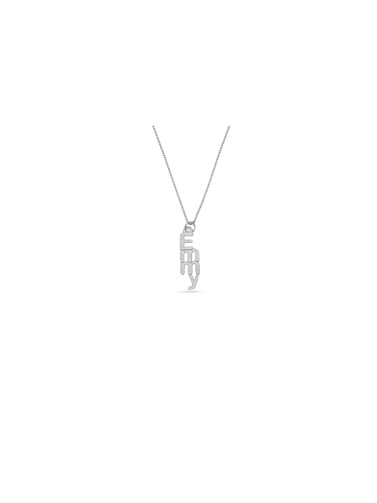 Vertical 3D Silver Name Necklace , Sterling Silver Name Necklaces , Is