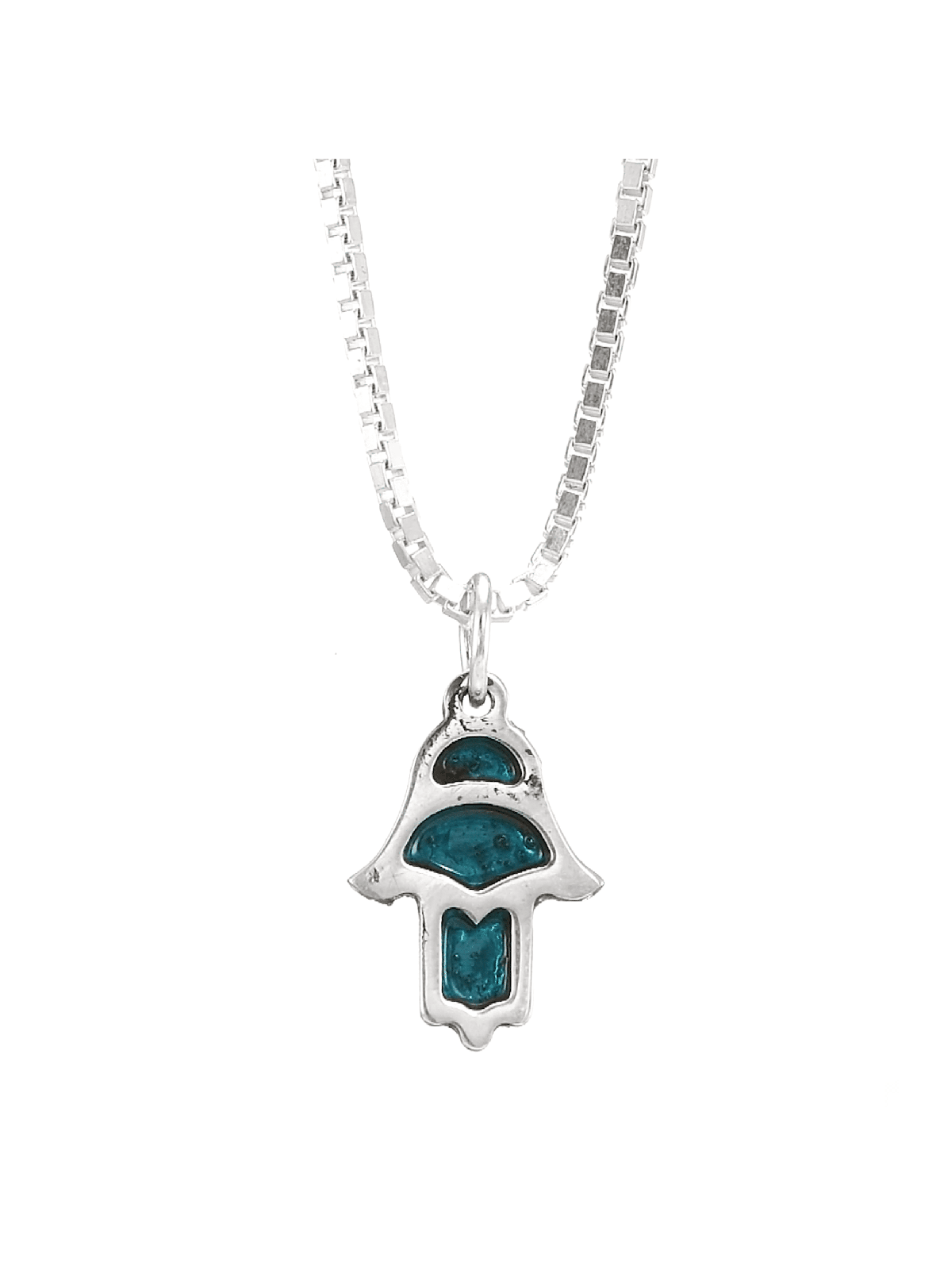 Tiny Sterling Silver Hamsa Charm Necklace with Ena , Hamsa Jewelry , I