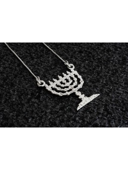 Sterling Silver Menorah-Shaped Necklace , Sterling Silver Family Neckl