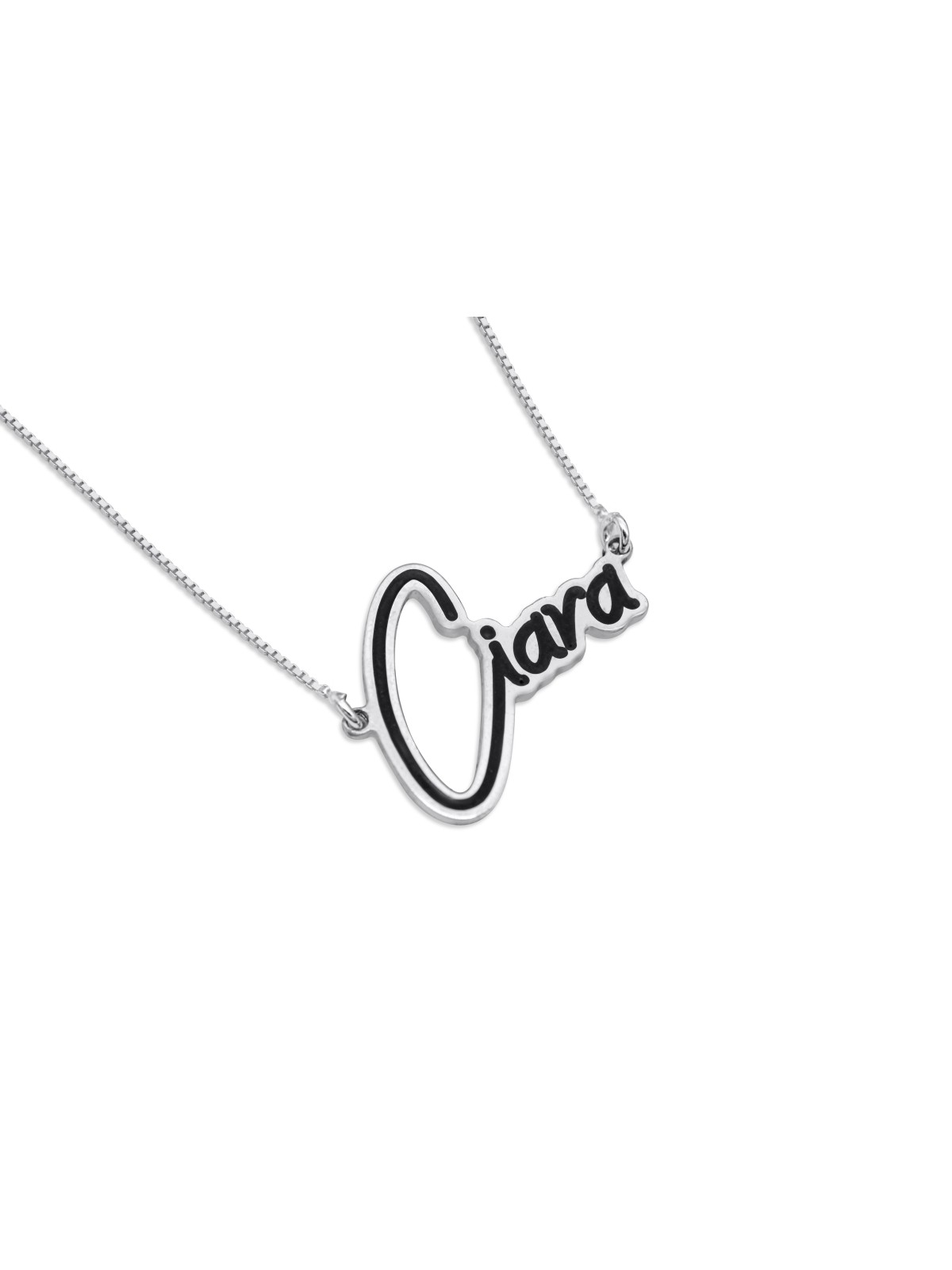 Picturesque Sterling Silver Name Necklace with Ena , Sterling Silver F