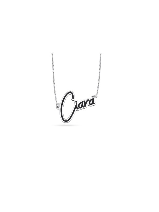Picturesque Sterling Silver Name Necklace with Ena , Sterling Silver F