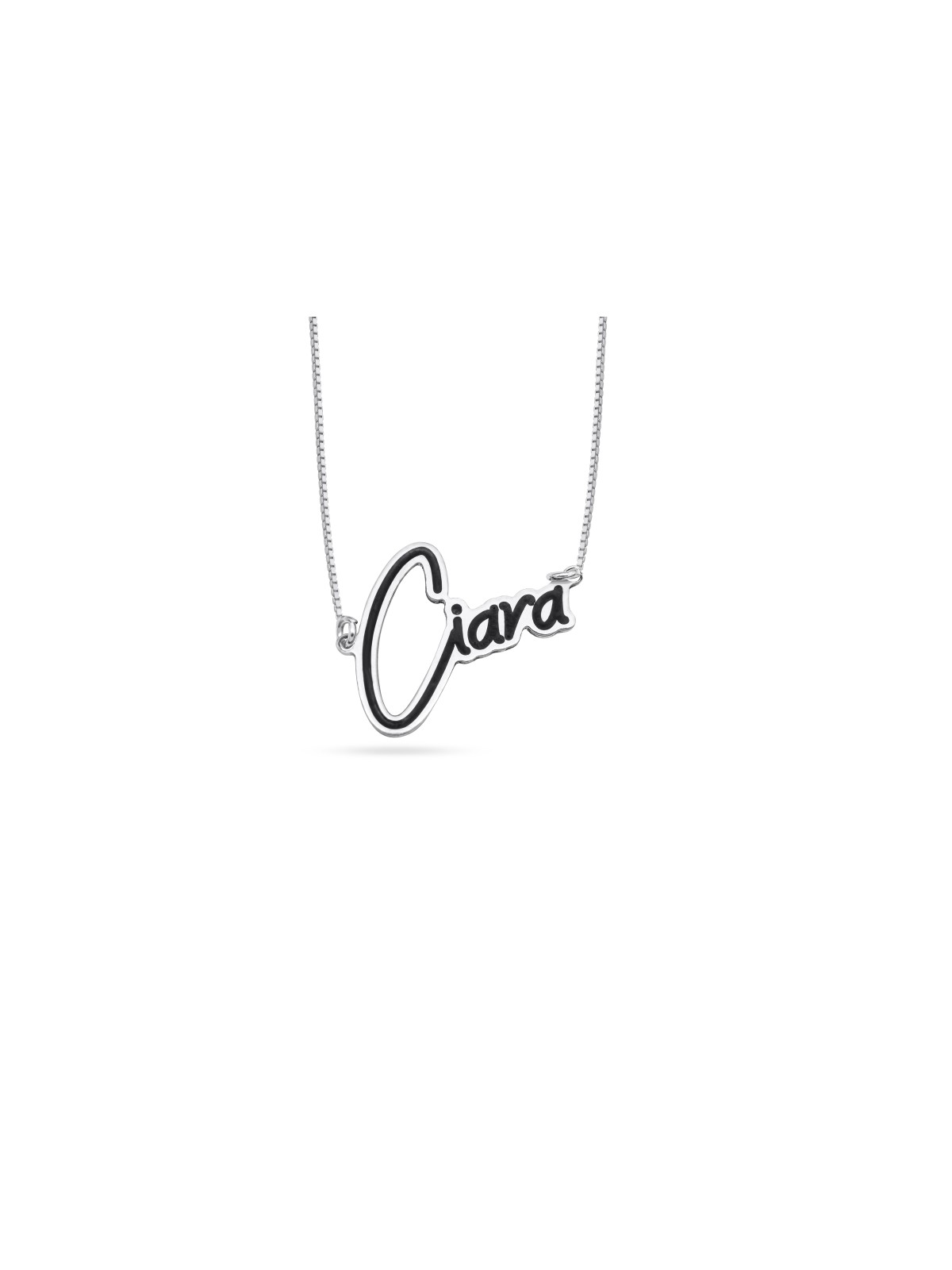 Picturesque Sterling Silver Name Necklace with Ena , Sterling Silver F
