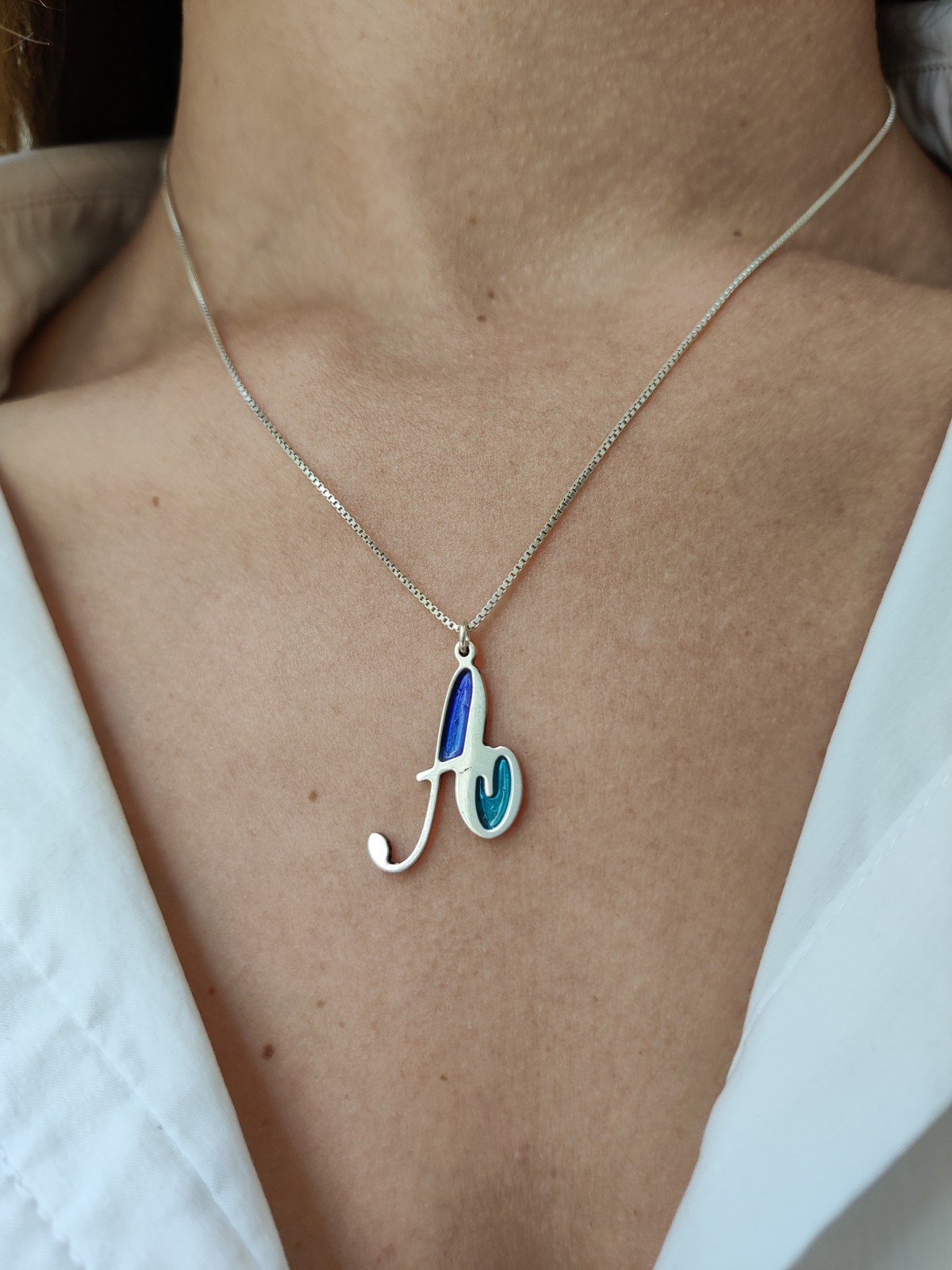 Cold Enamel Initial Stylish Pendant , Colorful Name Necklaces , Israel
