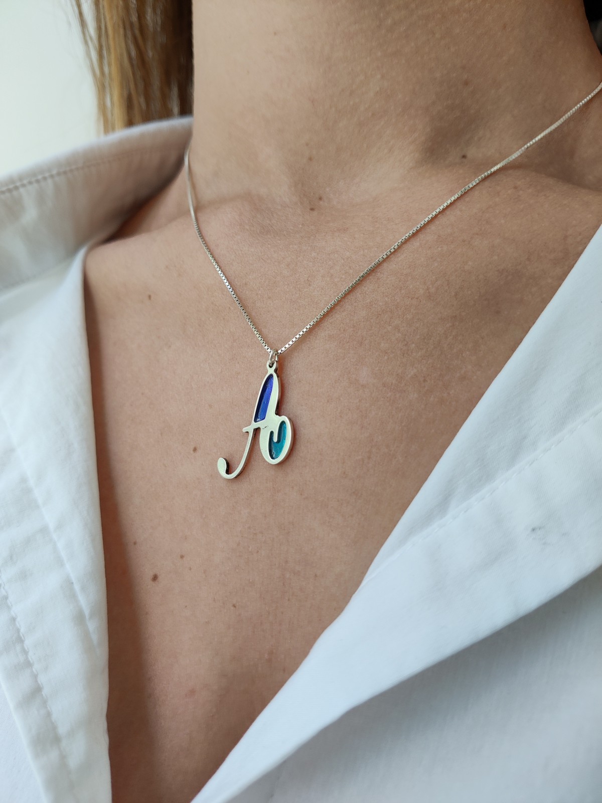 Cold Enamel Initial Stylish Pendant , Colorful Name Necklaces , Israel