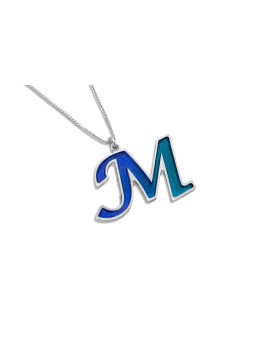 Initial Colorful Internal Enameled Pendant , Colorful Name Necklaces ,
