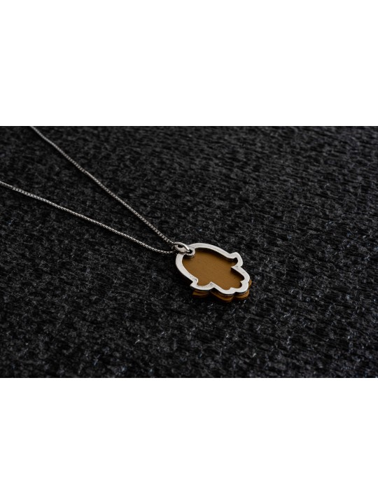 Sterling Silver and Aluminum Hamsa Necklace , Sterling Silver Family N
