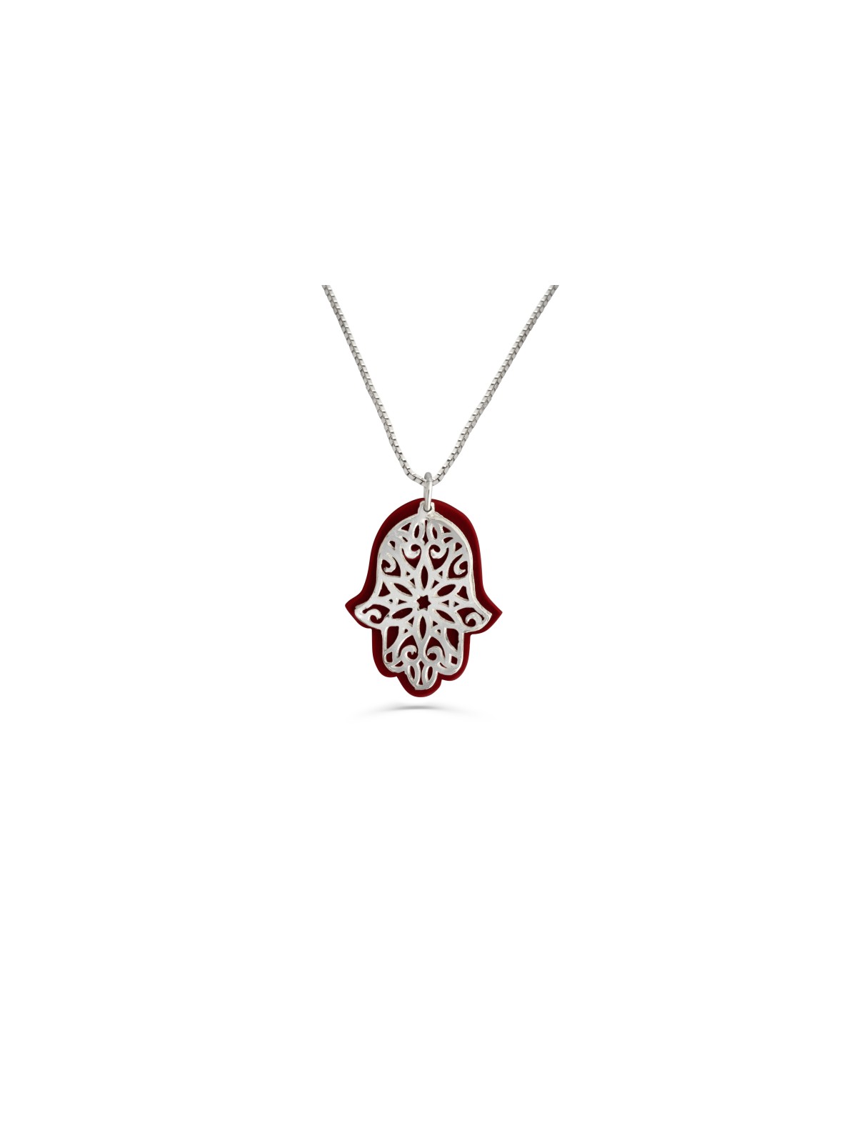 Small Aluminum and Silver Hamsa Pendant , Sterling Silver Family Neckl