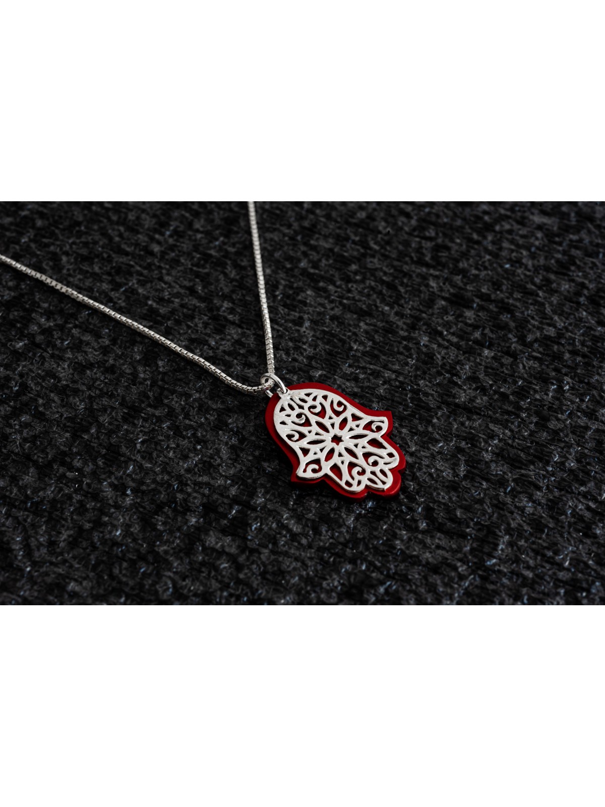 Small Aluminum and Silver Hamsa Pendant , Sterling Silver Family Neckl