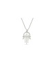 Modern Looking Hamsa Silver Necklace , Sterling Silver Family Necklace