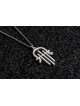 Modern Looking Hamsa Silver Necklace , Sterling Silver Family Necklace