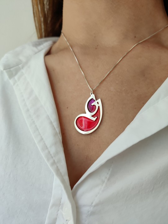 Initial Colorful External Enameled Pendant , Colorful Name Necklaces ,