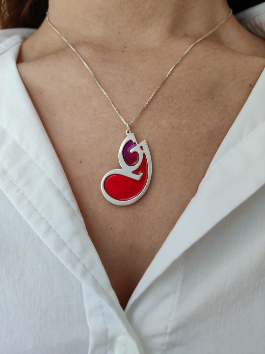 Initial Colorful External Enameled Pendant , Colorful Name Necklaces ,