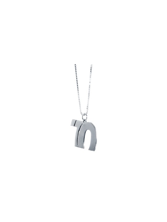 Extraordinary Chai Necklace In the Shape Of 7.10 M , Sterling Silver F