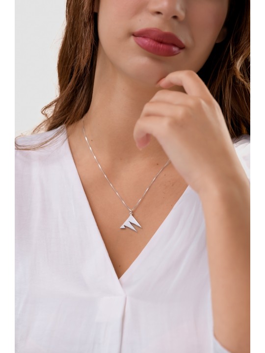 Medium Size Unusual Shape of Triangles Silver Chai , Sterling Silver F