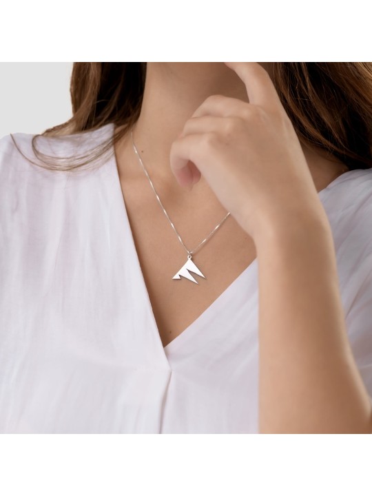 Medium Size Unusual Shape of Triangles Silver Chai , Sterling Silver F
