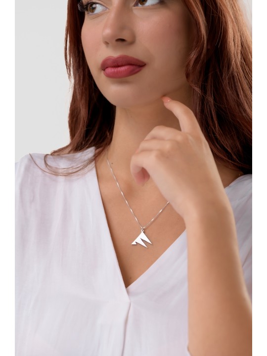 Medium Size Unusual Shape of Triangles Silver Chai , Sterling Silver F