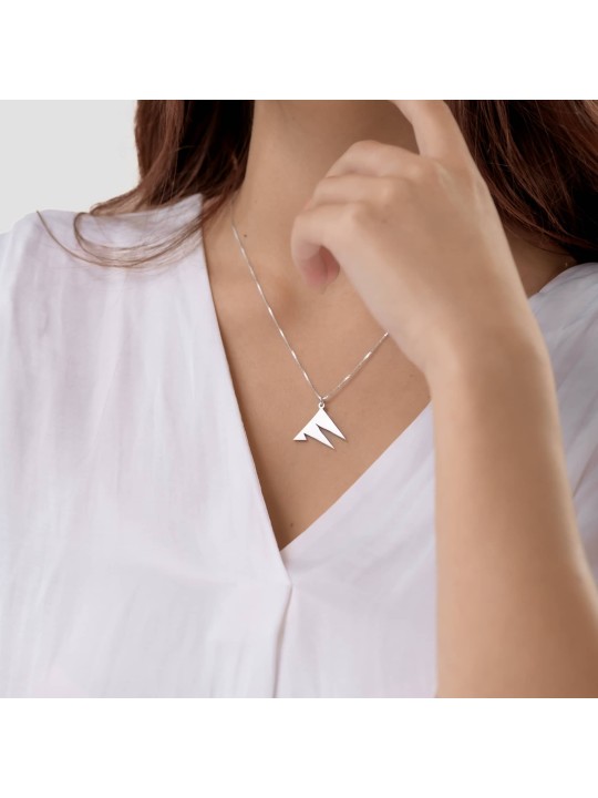 Medium Size Unusual Shape of Triangles Silver Chai , Sterling Silver F