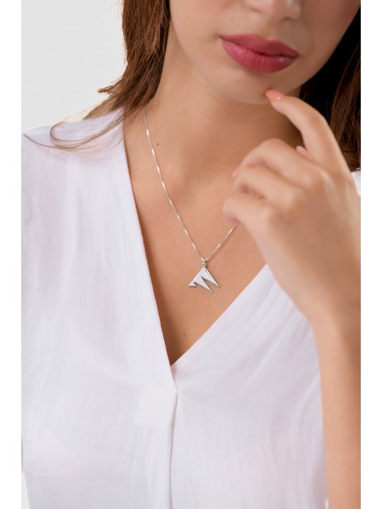 Medium Size Unusual Shape of Triangles Silver Chai , Sterling Silver F
