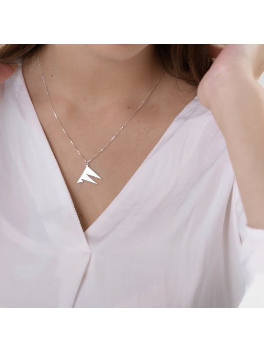 Medium Size Unusual Shape of Triangles Silver Chai , Sterling Silver F