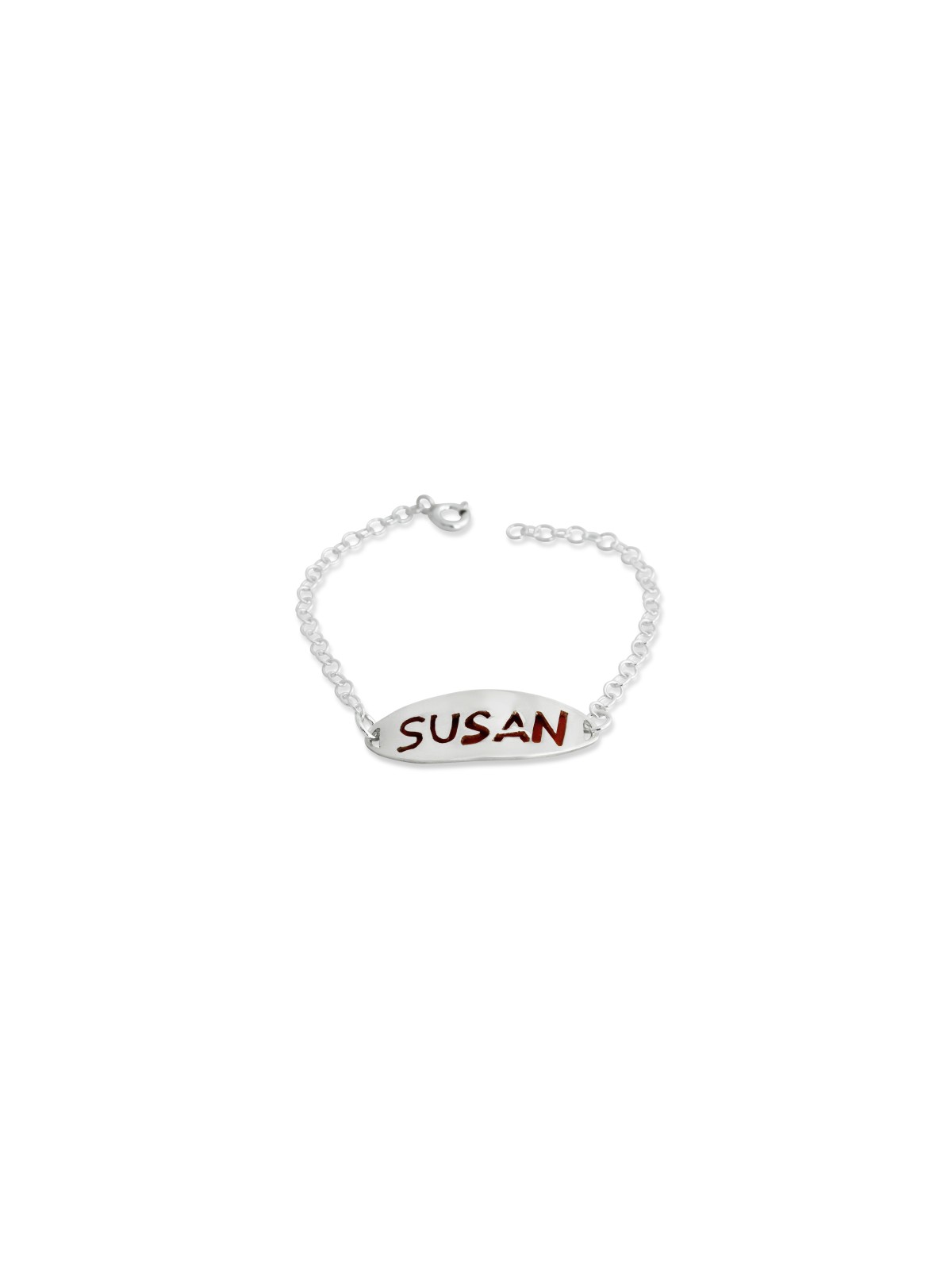 Silver English Name Bracelet with Enamel , Tu B'Av Gifts , Israeli Jud