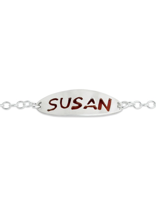 Silver English Name Bracelet with Enamel , Tu B'Av Gifts , Israeli Jud