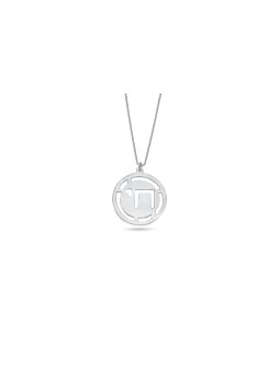Cut-Out Round Sterling Silver Chai Pendant , Sterling Silver Family Ne