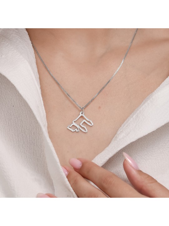 Giant Contemporary Sterling Silver Hollow Chai Nec , Chai Jewelry , Is