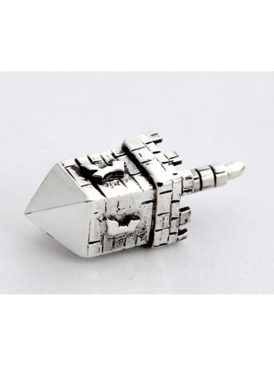 925 Sterling Silver Big Silver Dreidel Necklace , Jerusalem Jewelry ,