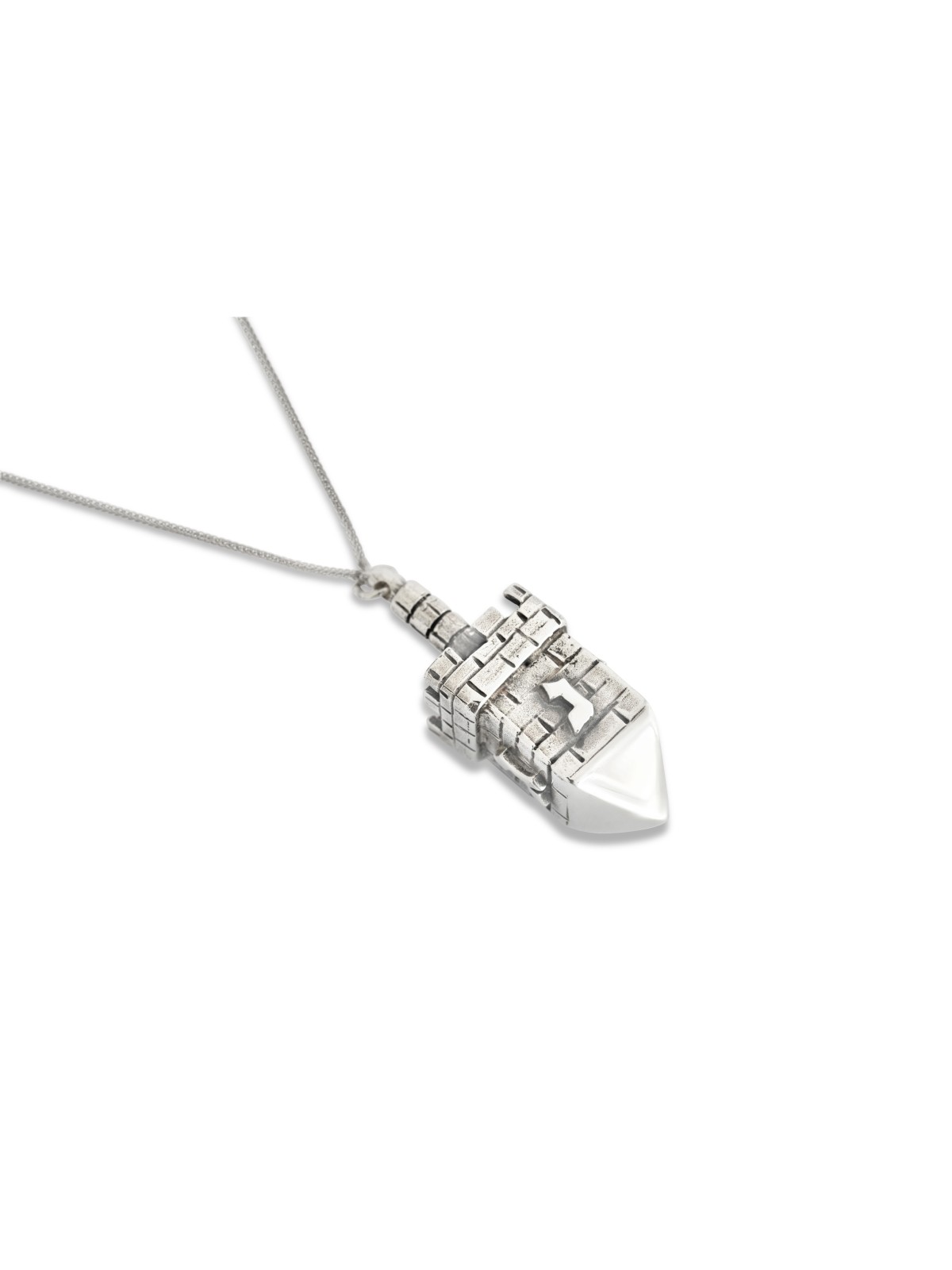 925 Sterling Silver Big Silver Dreidel Necklace , Jerusalem Jewelry ,