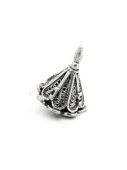 Beautiful Small Silver Cone Shape Dreidel Yemenite , Dreidels , Israel