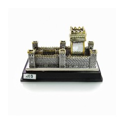 Image of Beit Hamikdash Temple on Wood Base Silver Plat... | Figurines