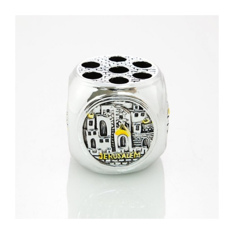 Pen Holder Silver Plated with Gold Accents Jeru... | Table Decorations