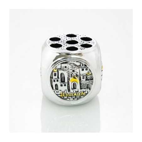 Pen Holder Silver Plated with Gold Accents Jeru... | Table Decorations