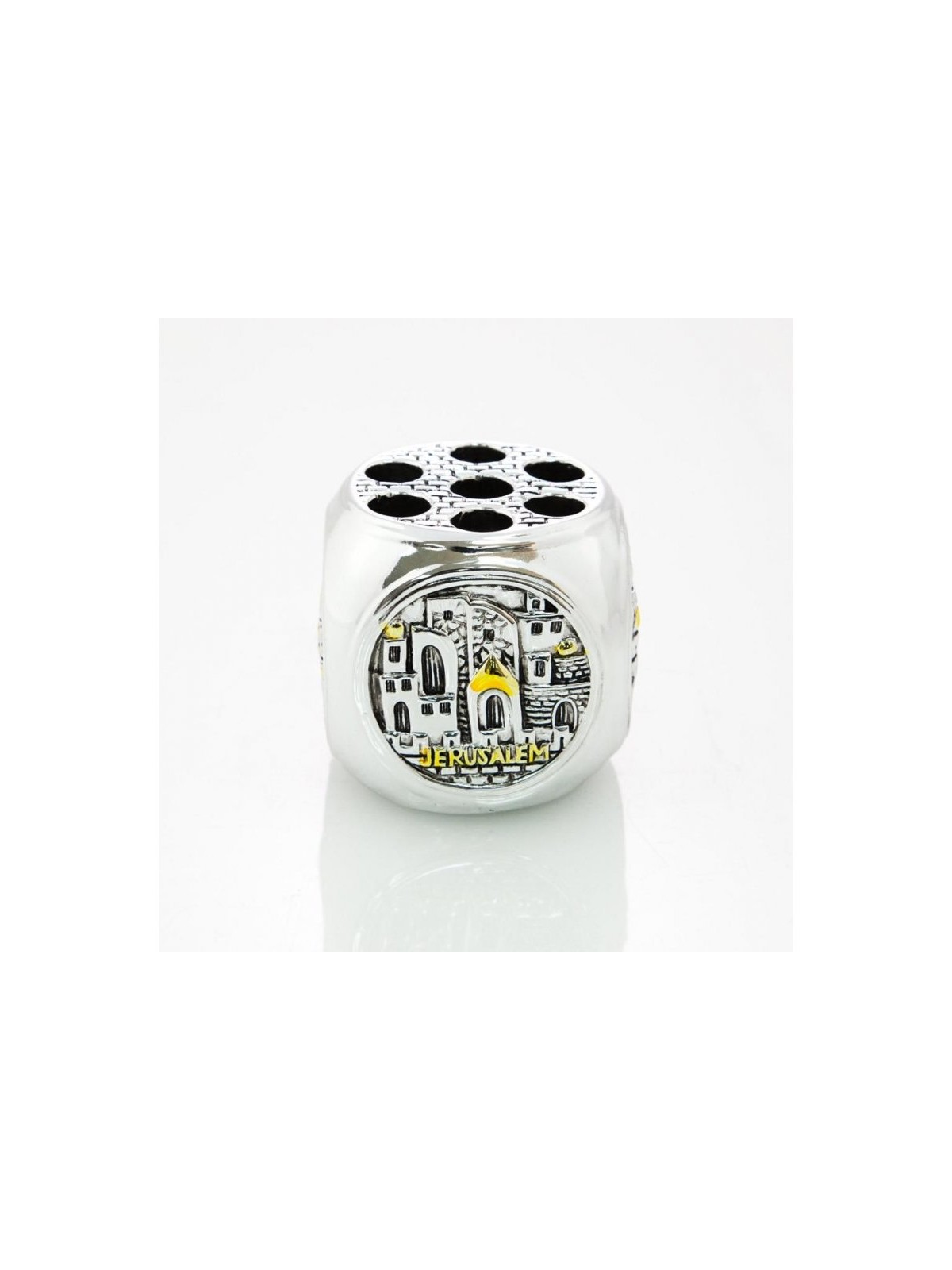 Pen Holder Silver Plated with Gold Accents Jeru... | Table Decorations