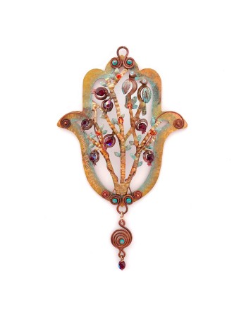 Stunning Detailed Copper Lucky Hand With Tree, Bir , Jewish Wedding Gi