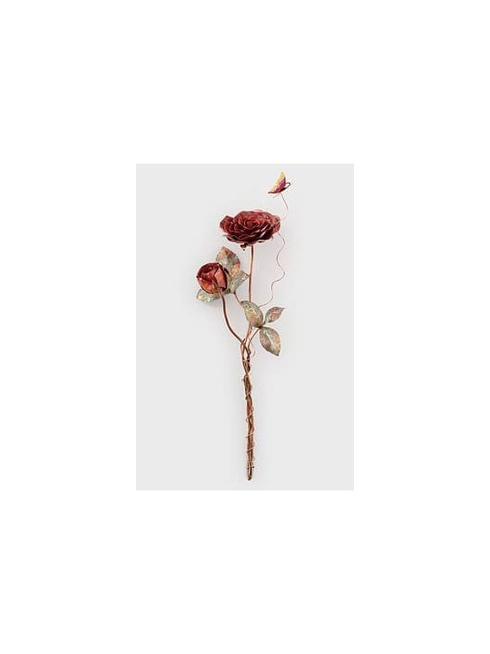 Special Two Red Roses 3D Sculpture with Butterfly , Jewish Wedding Gif