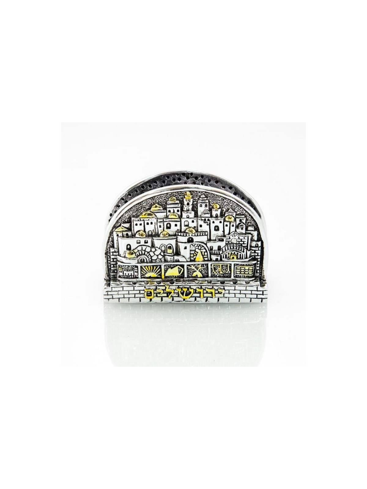 Silver Plated with Gold Accents Business Card H... | Table Decorations