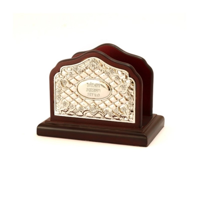 Wood and Silver Plated Floral Napkin Holder | Table Decorations