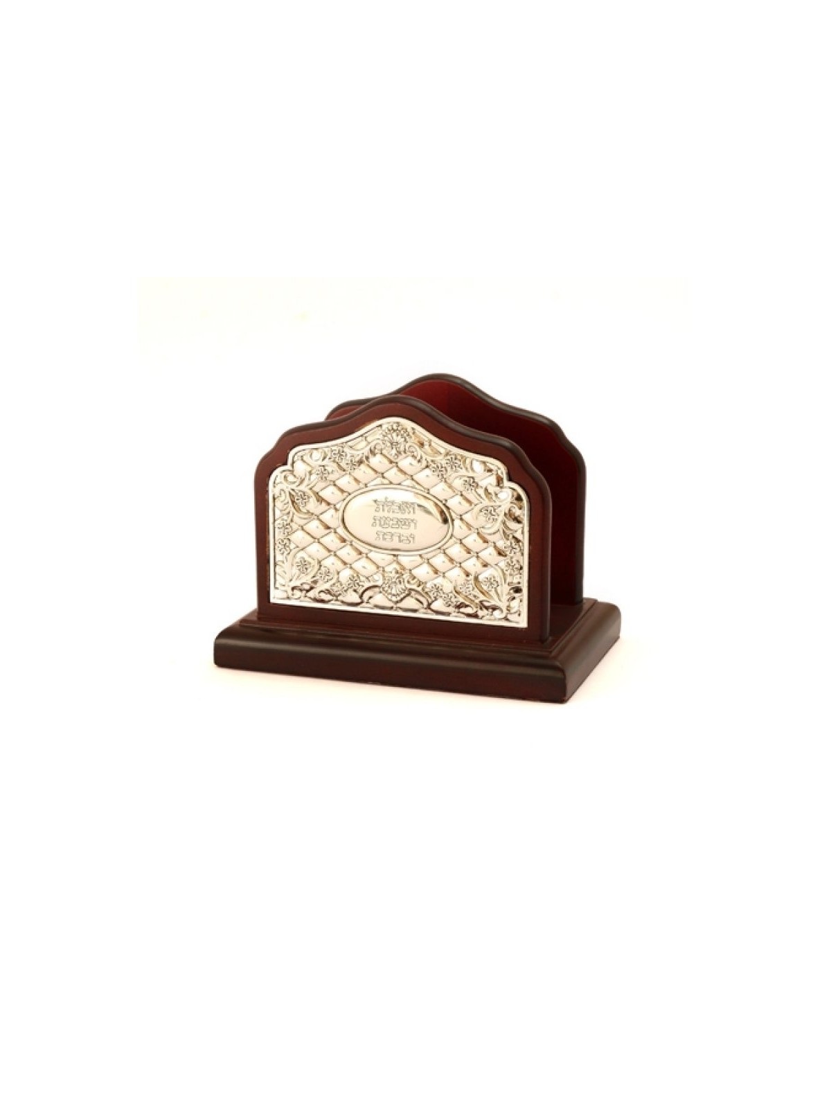 Wood and Silver Plated Floral Napkin Holder | Table Decorations