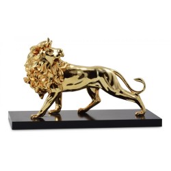 Powerful Lion of Judah Figurine on Wood Base Gold with ... | Figurines