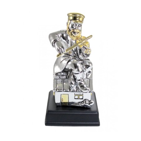 Polyresin Figurine Silvered Hassid On Roof Playing Fidd... | Figurines