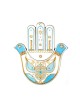 White and Blue Dove Hamsa by Ester Shahaf | Hamsa Hands