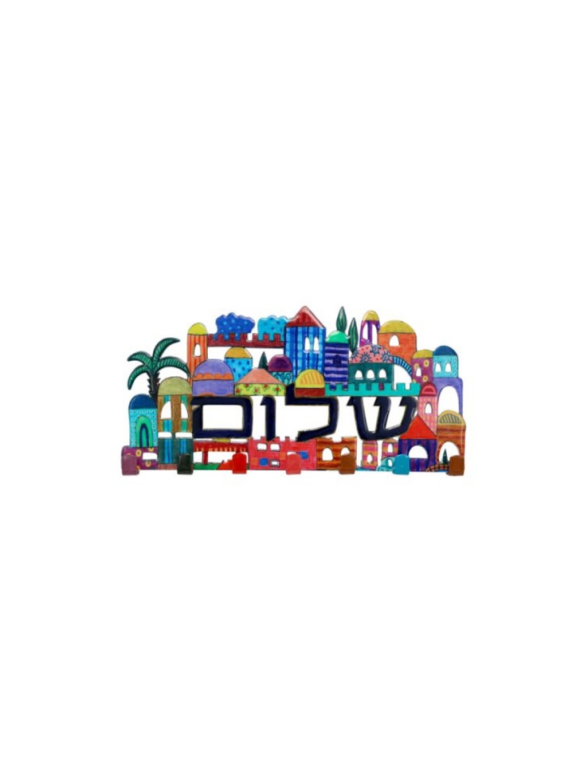 Yair Emanuel Wall Key Hanger Colorful Jerusalem Design %96... | Clocks